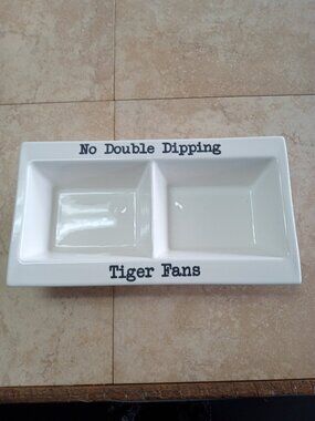 11"x6" Tiger NO double dipping 2 tier dip platter-AQ334